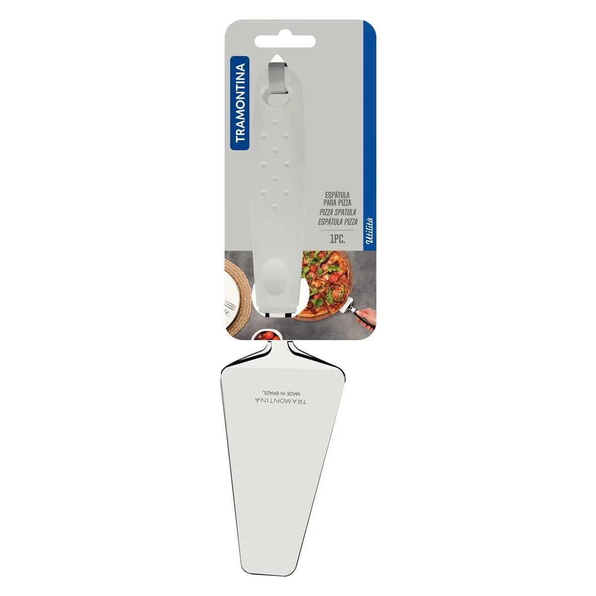 Espátula para pizza Tramontina Utilità de acero inoxidable 26.3 cm con mango blanco — imagen 1 de 3