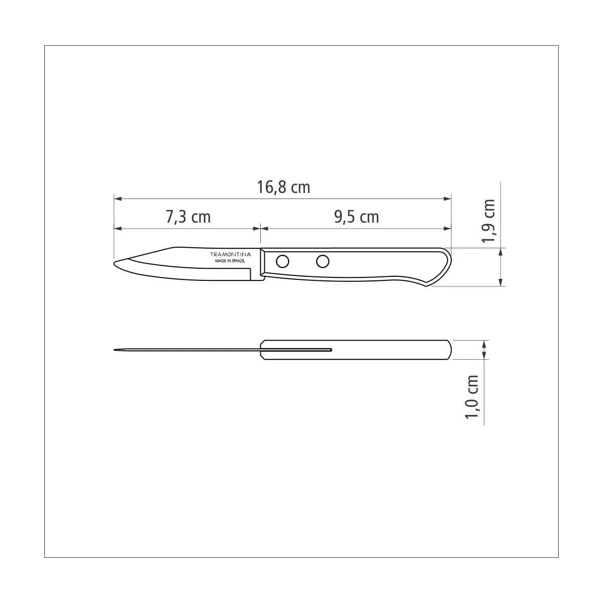 Cuchillo para frutas y verduras Tramontina Polywood de acero inoxidable 3 pulgadas — imagen 3 de 3