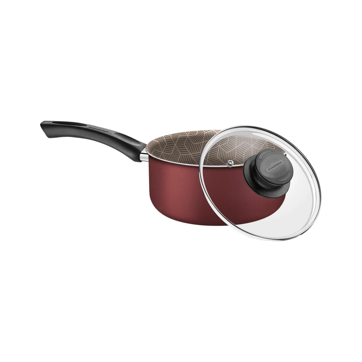 Olla con mango y tapa de vidrio Tramontina Paris antiadherente 22 cm 3.8 L rojo — imagen 2 de 5