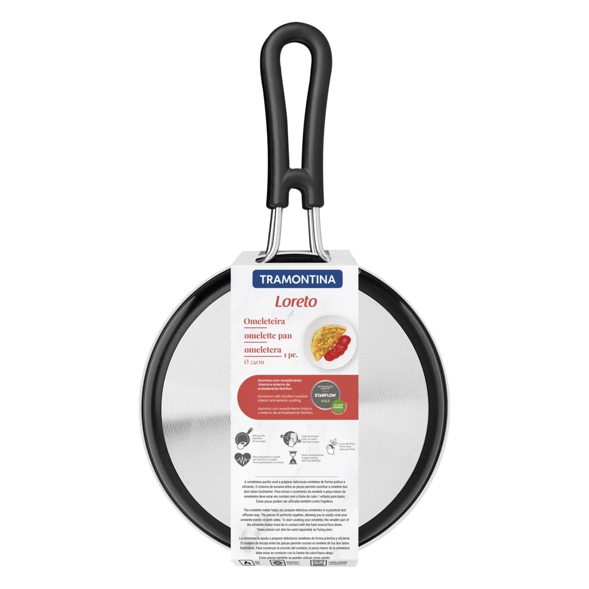 Sarten Doble Antiadherente Tramontina Teflon 24 Cm Loreto — imagen 2 de 5