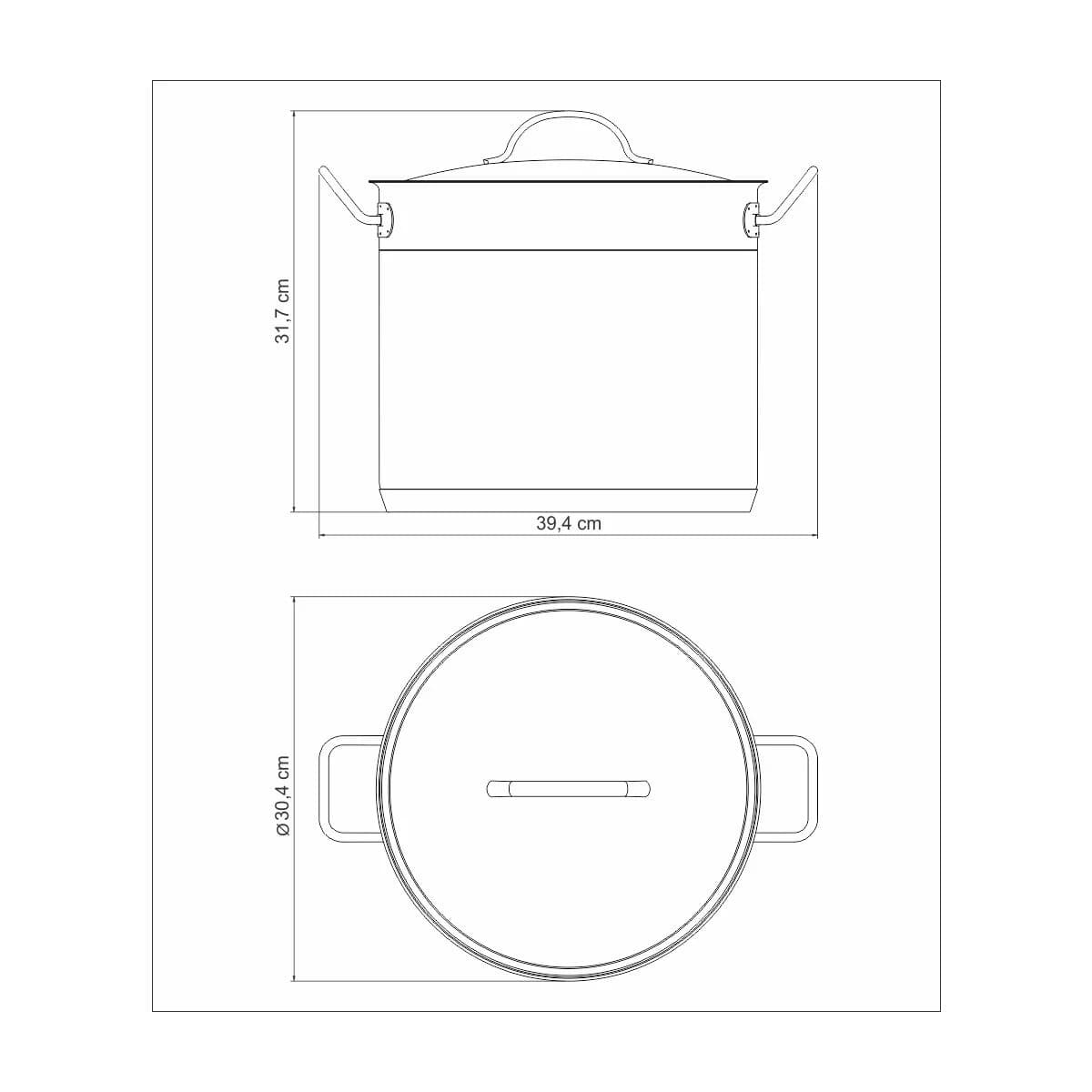 Olla alta Tramontina Professional de acero inoxidable triple fondo 28 cm 15.7 L para inducción — imagen 2 de 2
