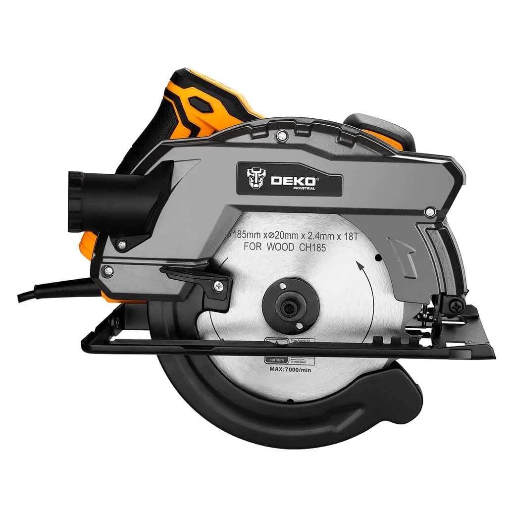 Sierra Circular 7 1/4 Deko Dkcs18g185 1600w Color Amarillo — imagen 2 de 4