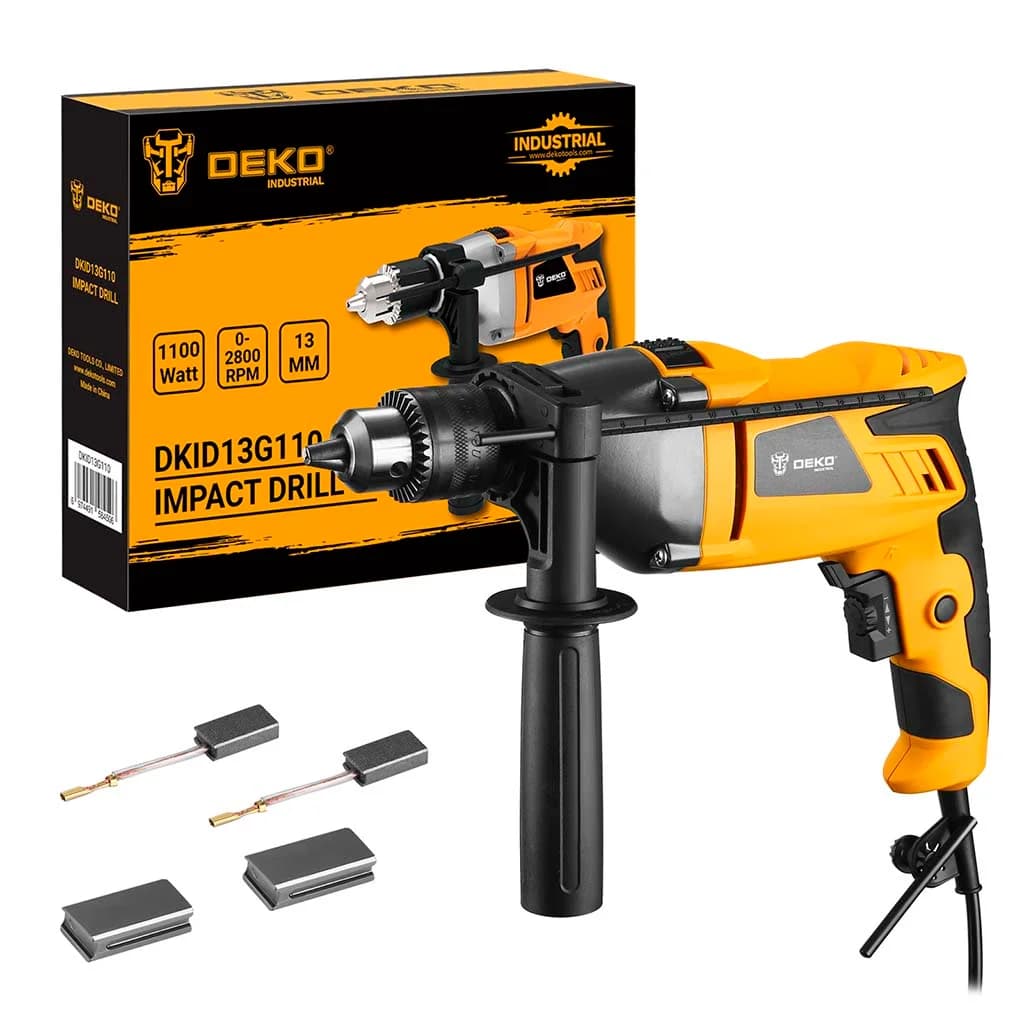 Taladro Con Percutor 13mm 1100w Deko Dkid13g110 Amarillo — imagen 3 de 3