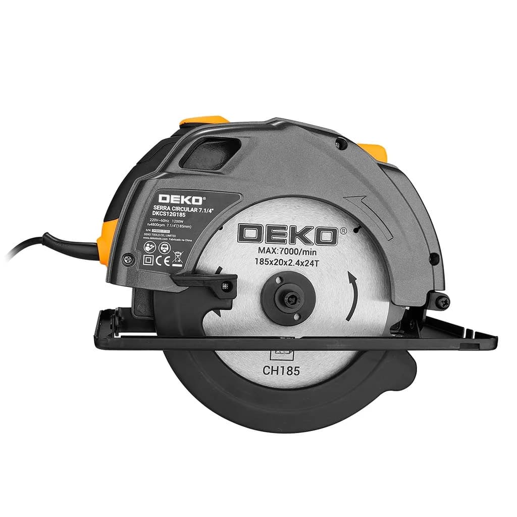 Sierra Circular 7 1/4 Deko Dkcs12g185 1200w Hoja 185x20mm — imagen 2 de 4