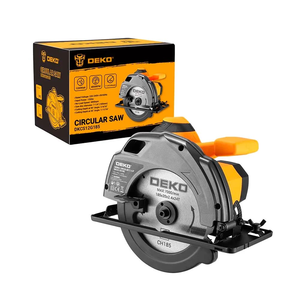 Sierra Circular 7 1/4 Deko Dkcs12g185 1200w Hoja 185x20mm — imagen 3 de 4
