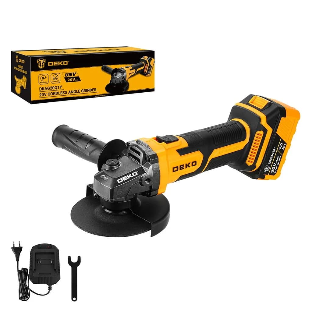 Amoladora Angular 5'' 20v Deko Bateria Cargador Dkag20q1y-s1 — imagen 4 de 4