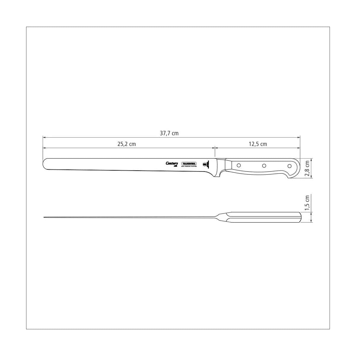 Cuchillo para fiambres Tramontina Century de acero inoxidable forjado 10 pulgadas — imagen 3 de 4