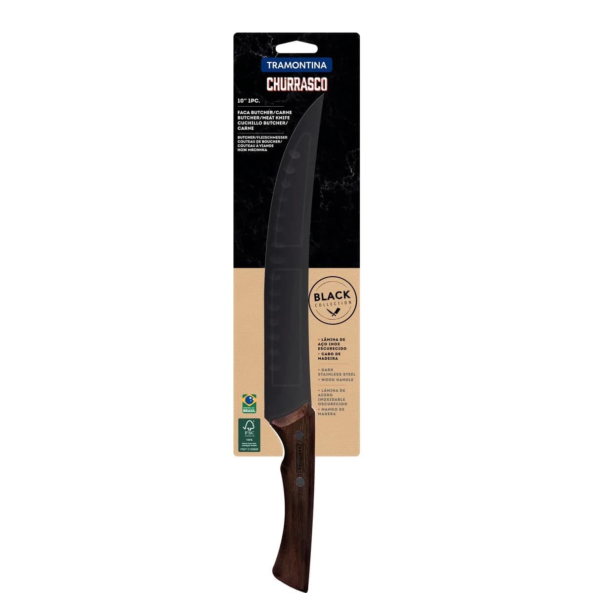 Cuchillo para carne Tramontina Churrasco Black de acero inoxidable oscurecido 10 pulgadas — imagen 2 de 5
