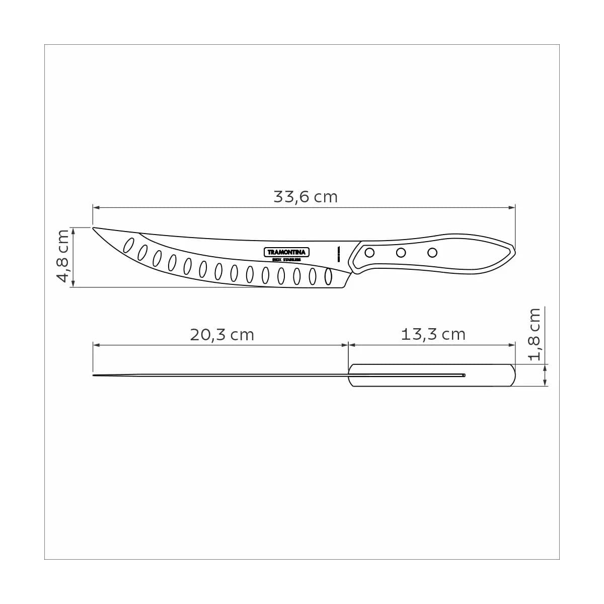 Cuchillo Butcher para carne Tramontina Polywood de acero inoxidable 8 pulgadas marrón — imagen 3 de 4