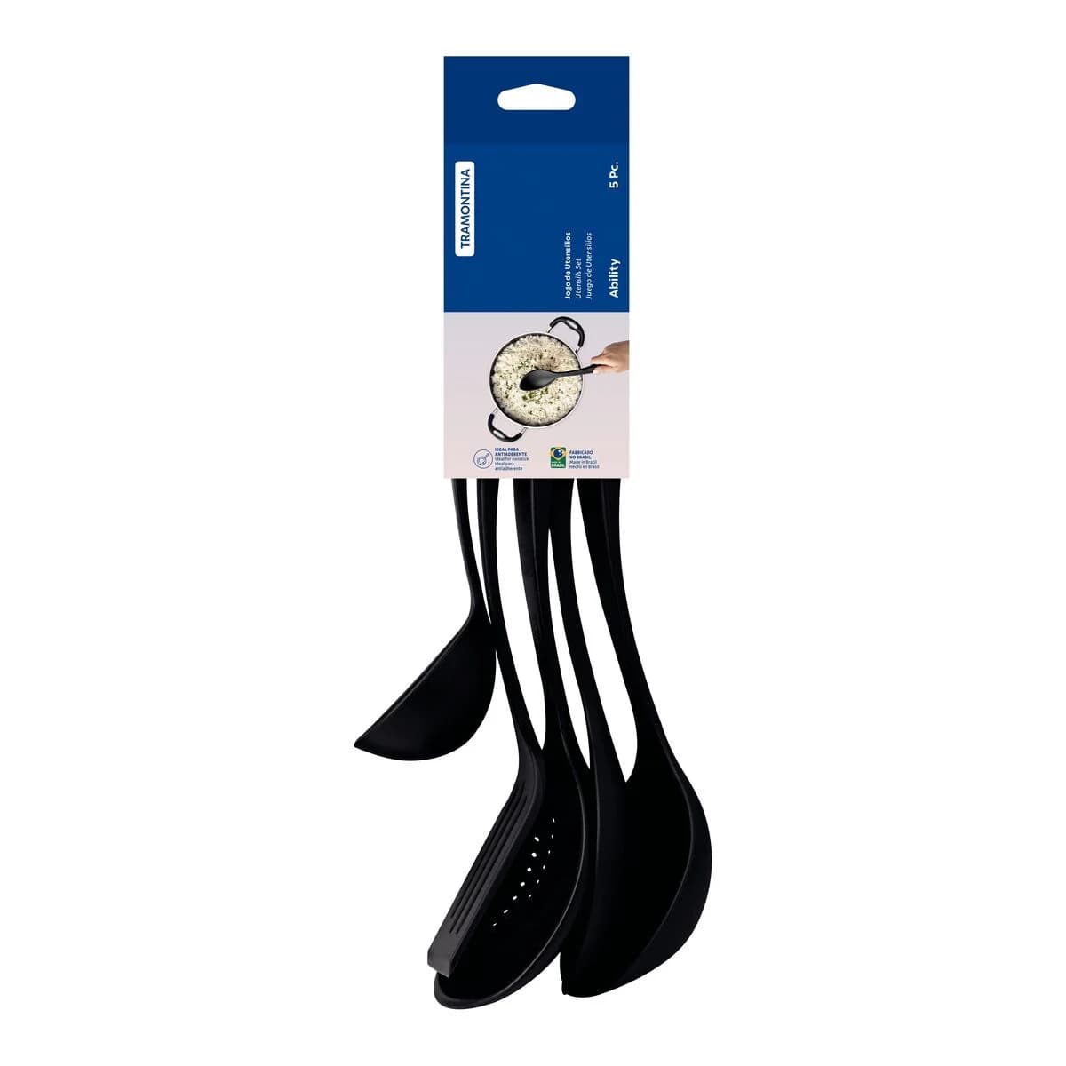 Juego de utensilios Tramontina Ability de nylon 5 piezas color negro — imagen 2 de 3