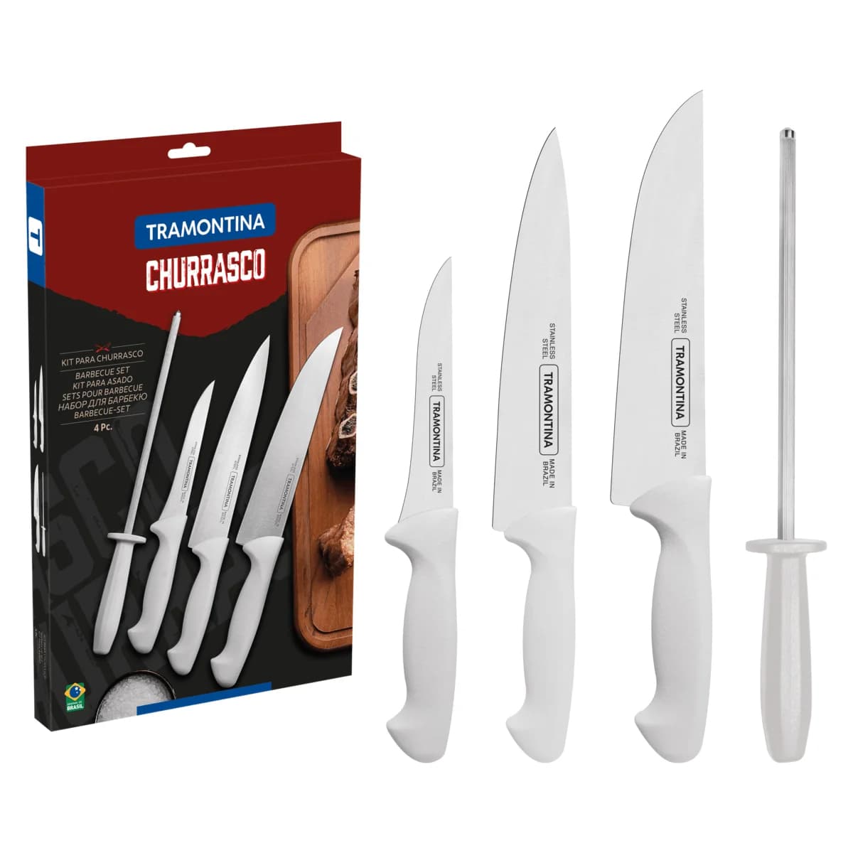Juego de cuchillos con chaira Tramontina Churrasco 4 piezas — imagen 2 de 3
