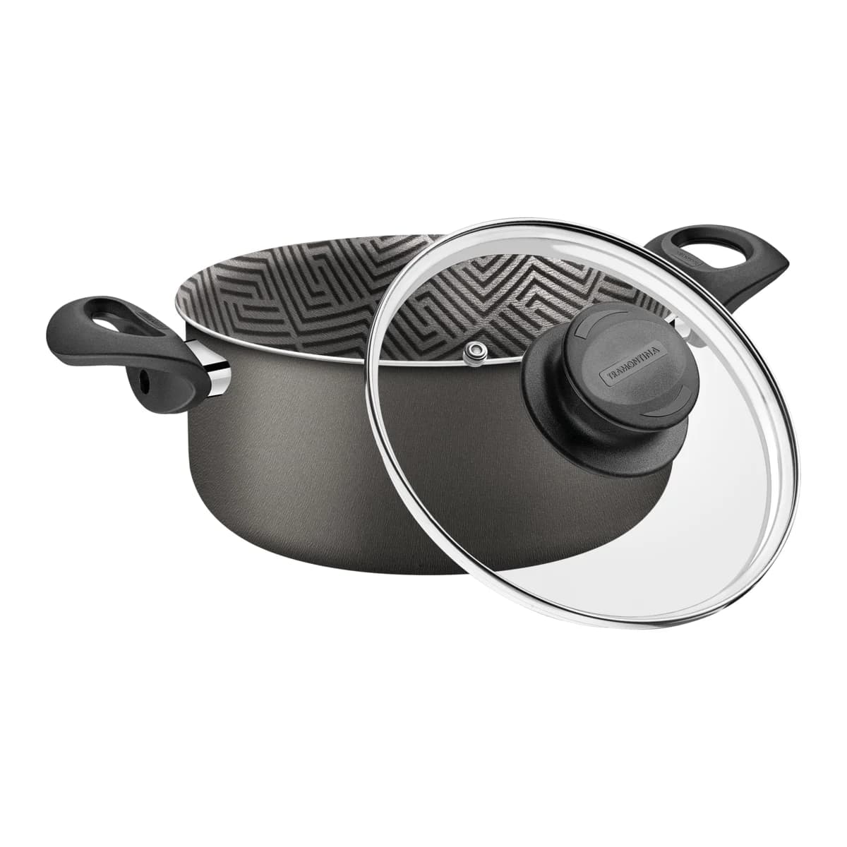 Cacerola Tramontina Paris antiadherente 26 cm 6.3 L con tapa color gris — imagen 3 de 6