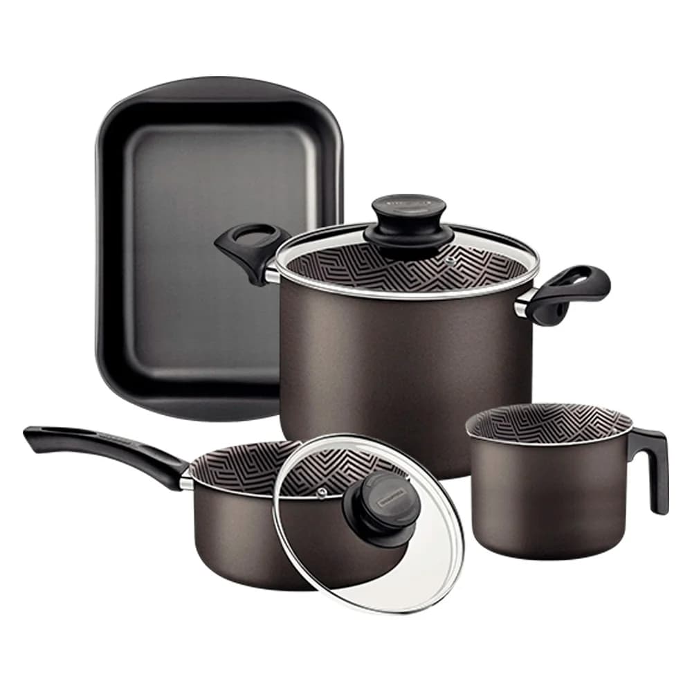 Juego Tramontina Kit Ollas Hervidor Asadera 4 Piezas Teflon
