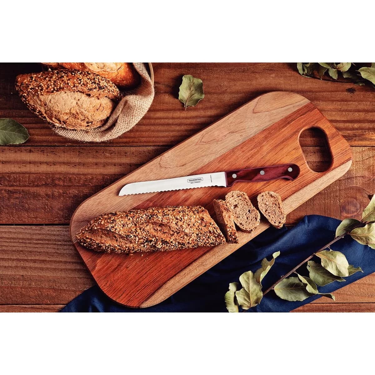 Cuchillo para pan Tramontina Polywood de acero inoxidable 7 pulgadas rojo — imagen 3 de 4
