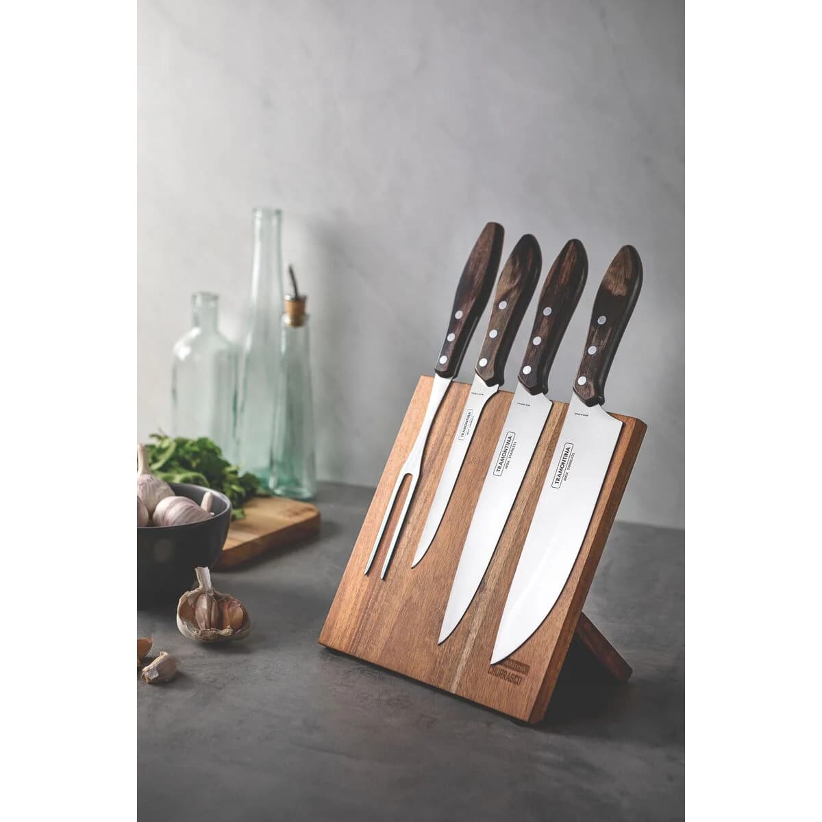 Juego para asado con soporte magnético marrón Tramontina Polywood 5 piezas — imagen 3 de 5