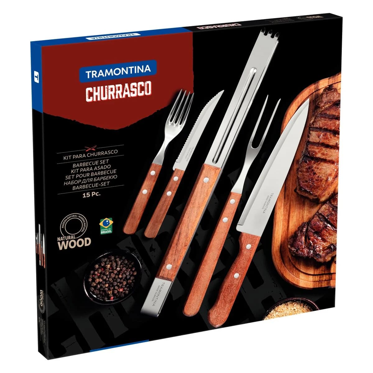Juego De Asado Tramontina 15 Piezas Dynamic Madera Parrilla — imagen 3 de 3