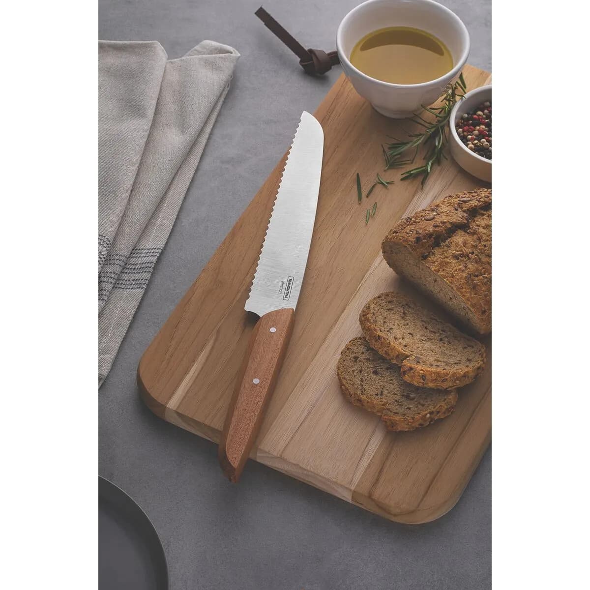 Cuchillo para pan Tramontina Verttice de acero inoxidable 8 pulgadas con mango de madera — imagen 2 de 2