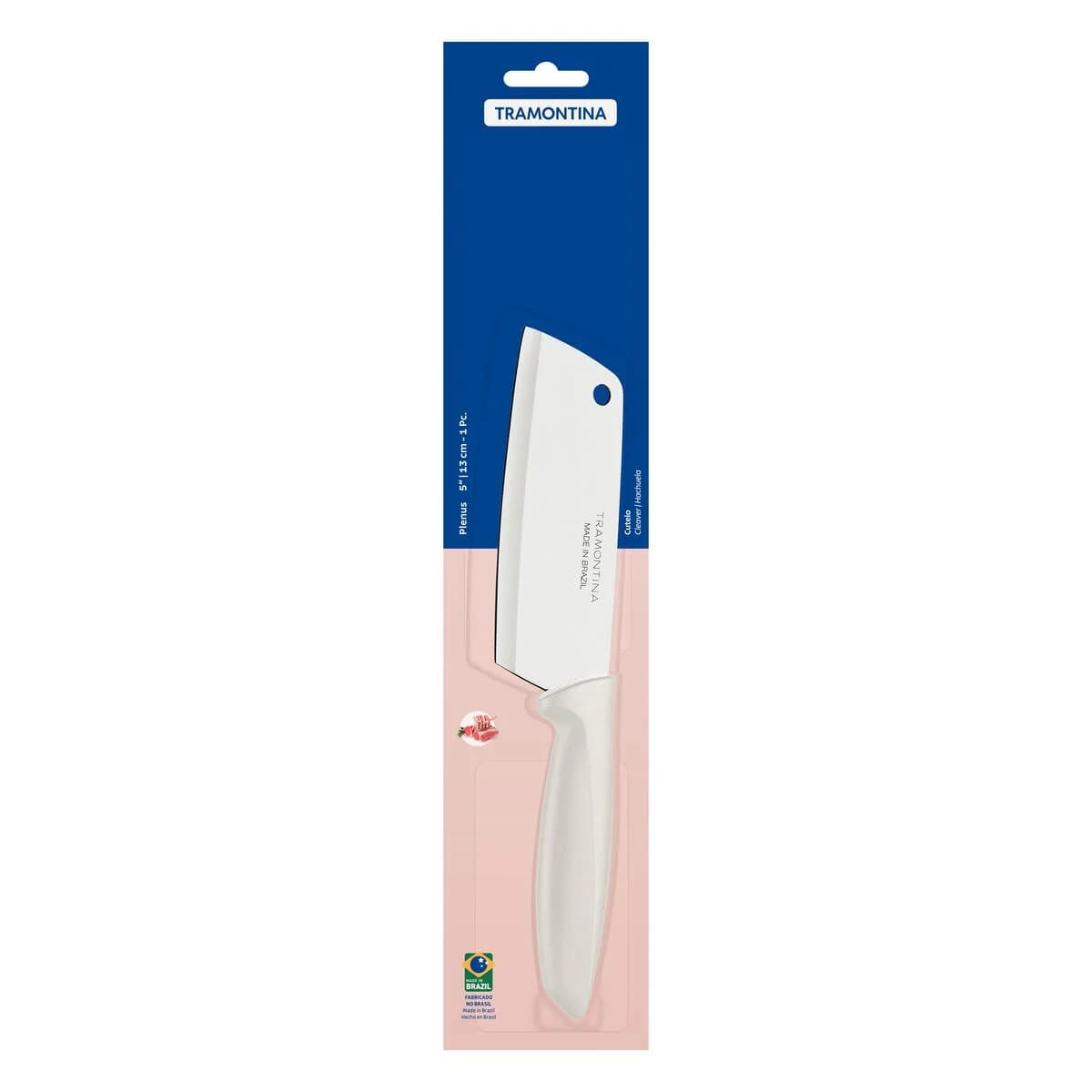 Hachuela Tramontina Plenus de acero inoxidable 5 pulgadas con mango off white — imagen 2 de 2