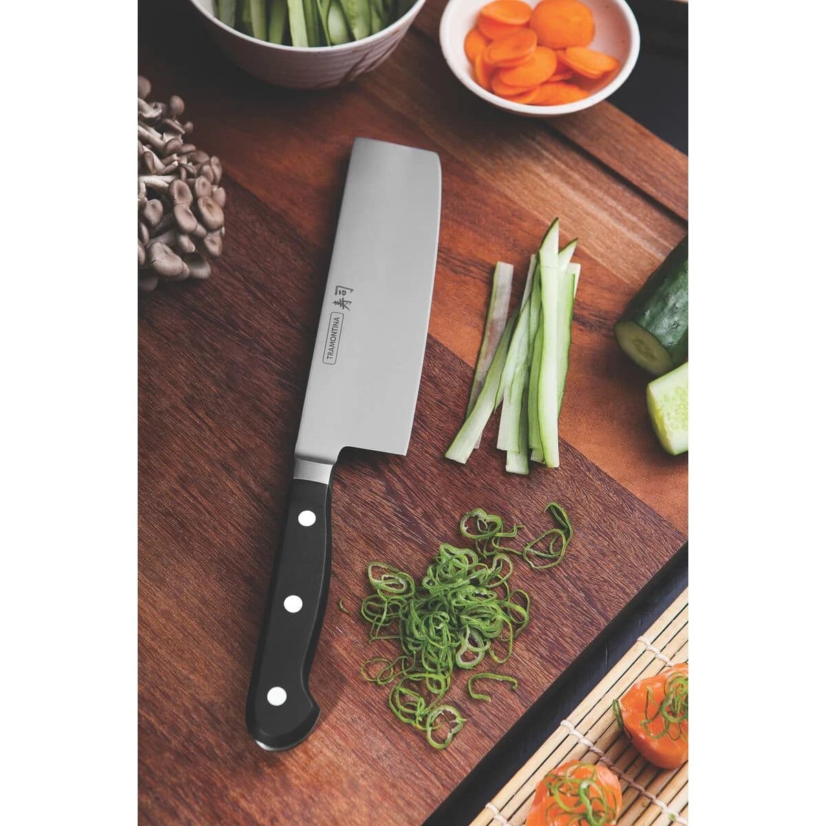 Cuchillo Nakiri Tramontina Sushi Gold de acero inoxidable 7 pulgadas — imagen 4 de 4