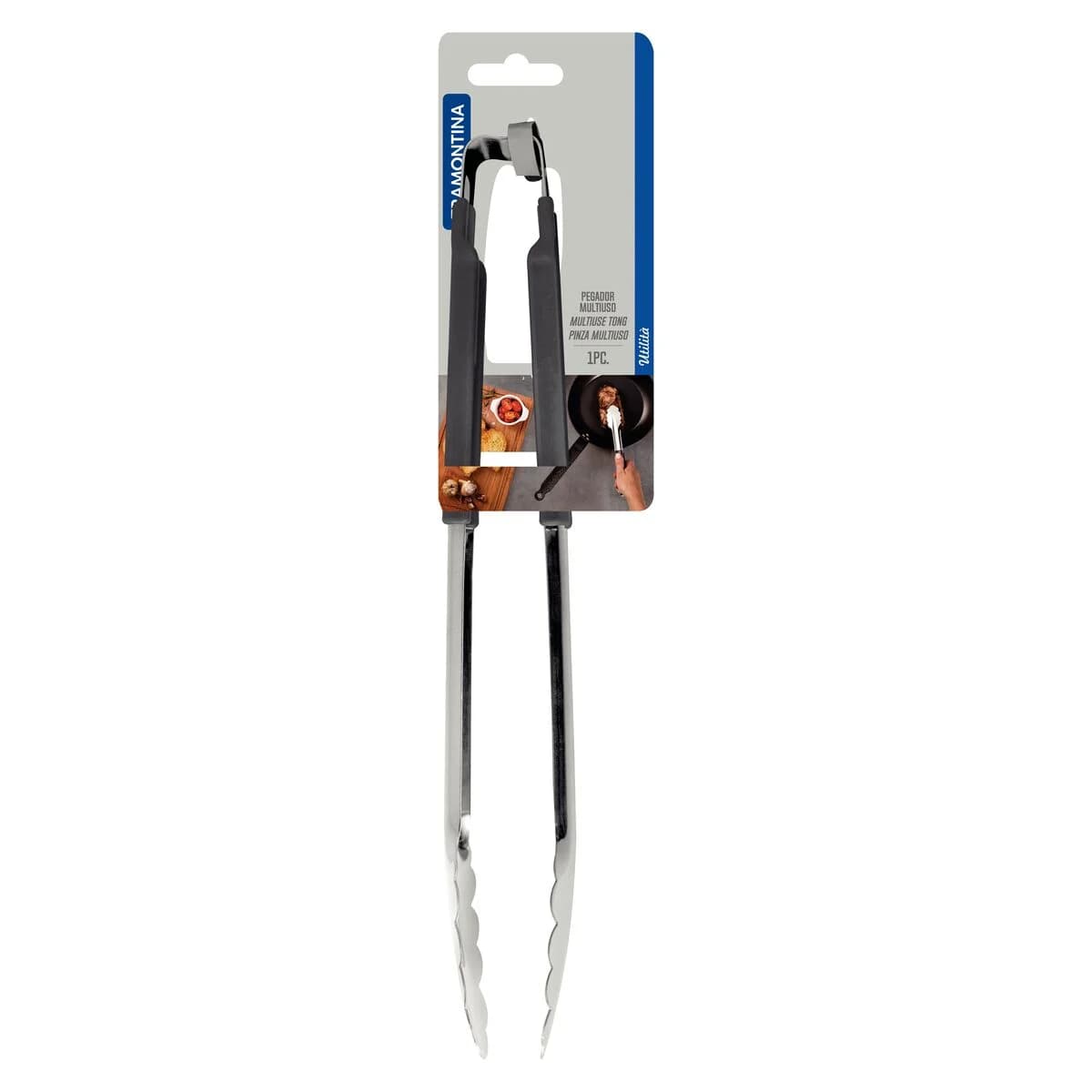 Pinza de cocina Tramontina Utilità de acero inoxidable 30 cm con mango gris — imagen 2 de 2