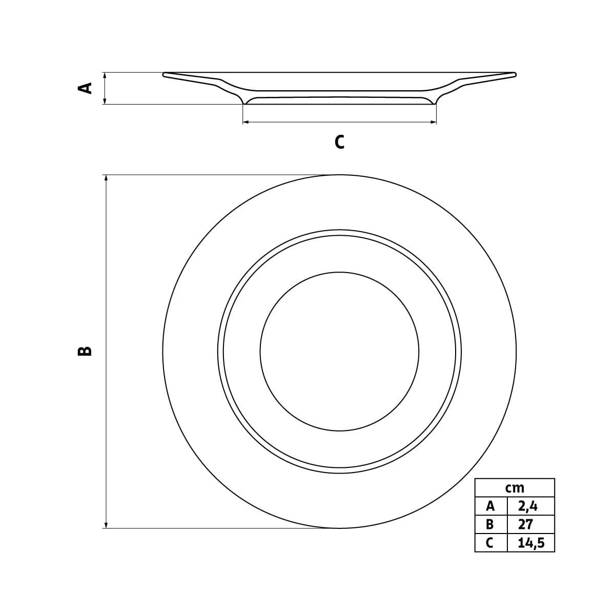 Plato De Porcelana Llano Tramontina Elena 27 Cm Reforzado — imagen 4 de 4