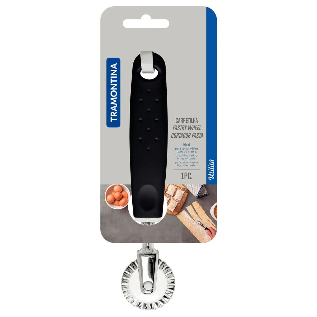 Rueda cortapastas Tramontina Utilità de zamak cromado y nylon color negro — imagen 2 de 4
