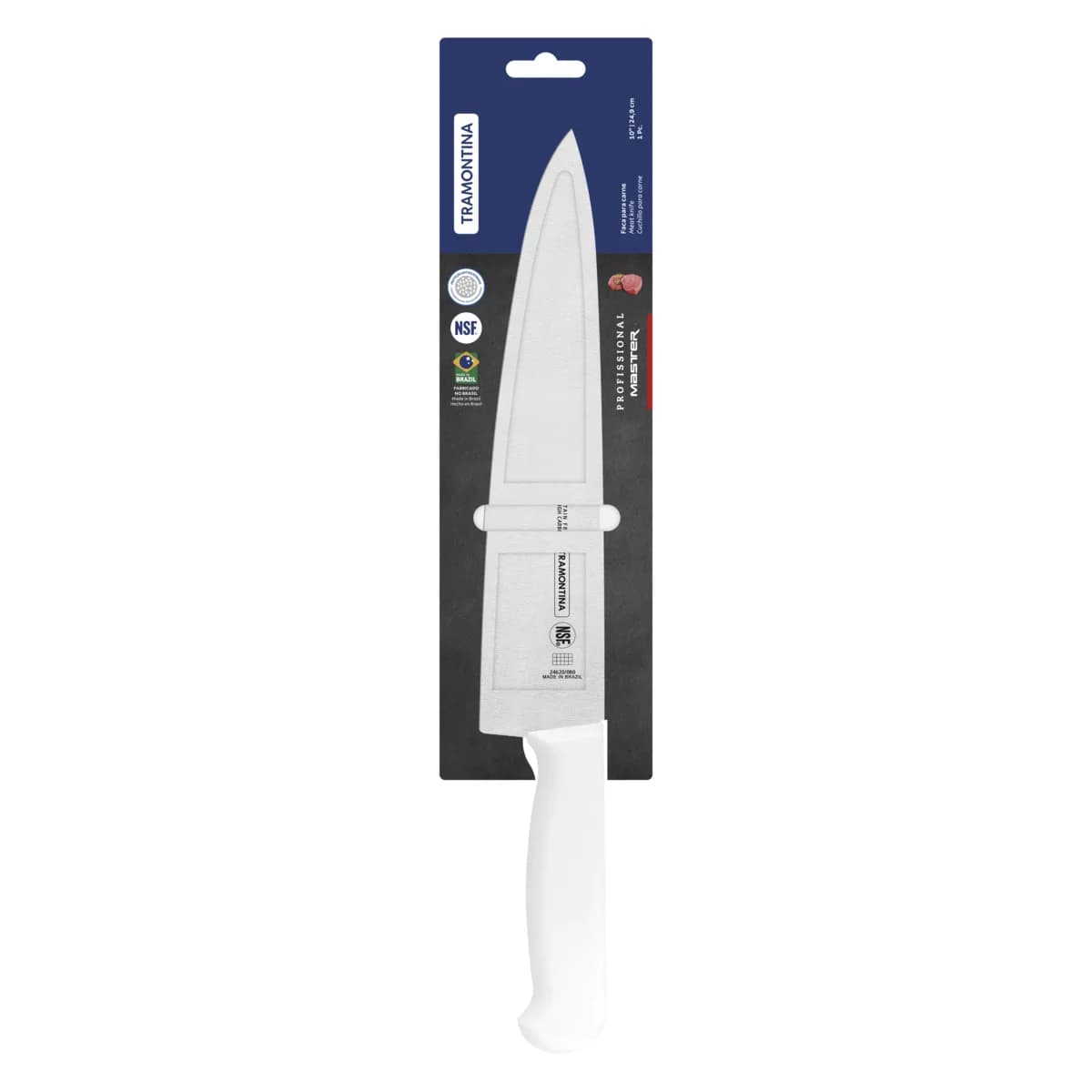 Cuchillo para carne Tramontina Profissional Master de acero inoxidable 10 pulgadas con mango blanco — imagen 3 de 4