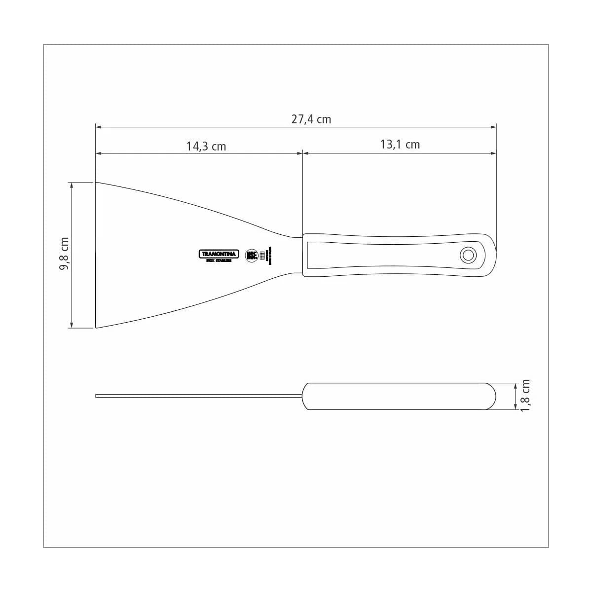 Espátula raspadora Tramontina Profissional Master de acero inoxidable 5 x 4 pulgadas — imagen 3 de 4