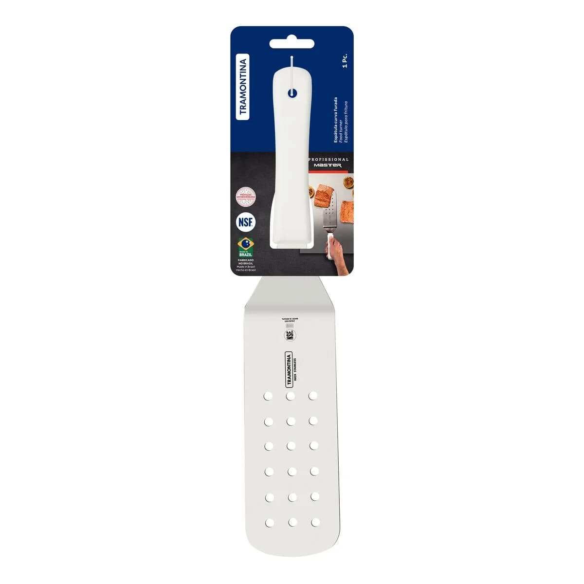 Espátula perforada para frituras Tramontina Profissional Master de acero inoxidable 9 × 3 pulgadas blanca — imagen 4 de 6