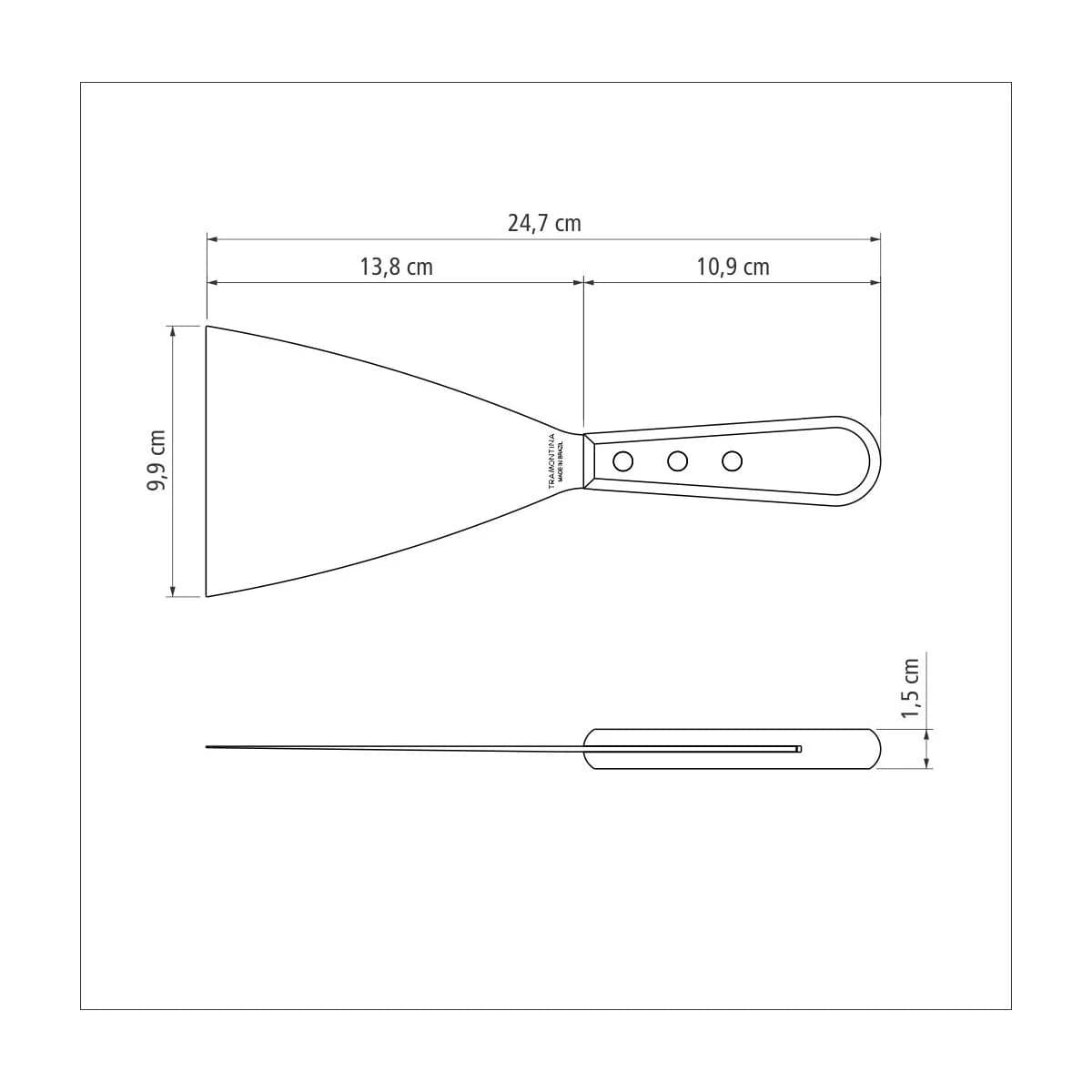 Espátula raspadora Tramontina Polywood de acero inoxidable 5 pulgadas marrón — imagen 4 de 4