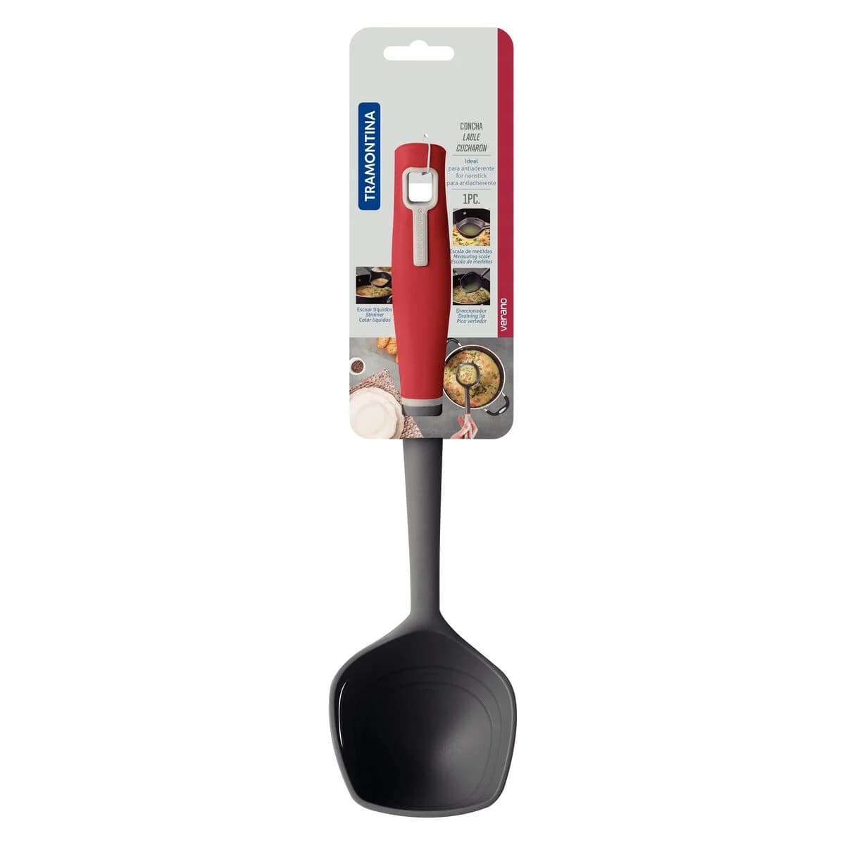 Cucharón con escala de medidas Tramontina Verano con mango rojo 33 cm — imagen 2 de 2