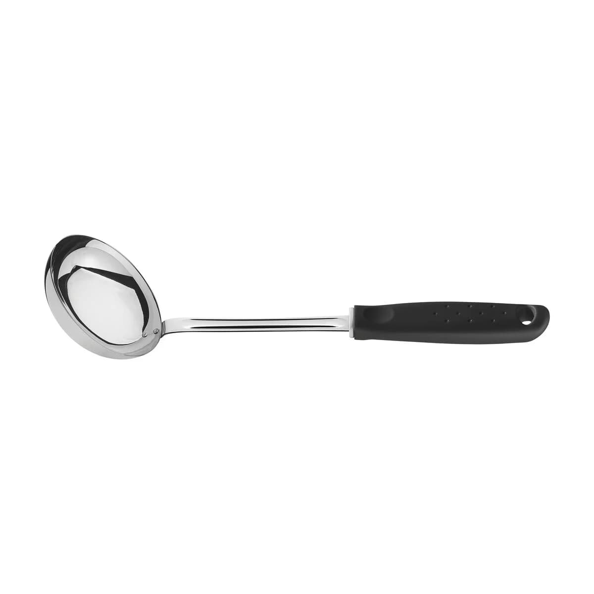 Cucharón Tramontina Utilità de acero inoxidable 30.8 cm con mango negro — imagen 1 de 3