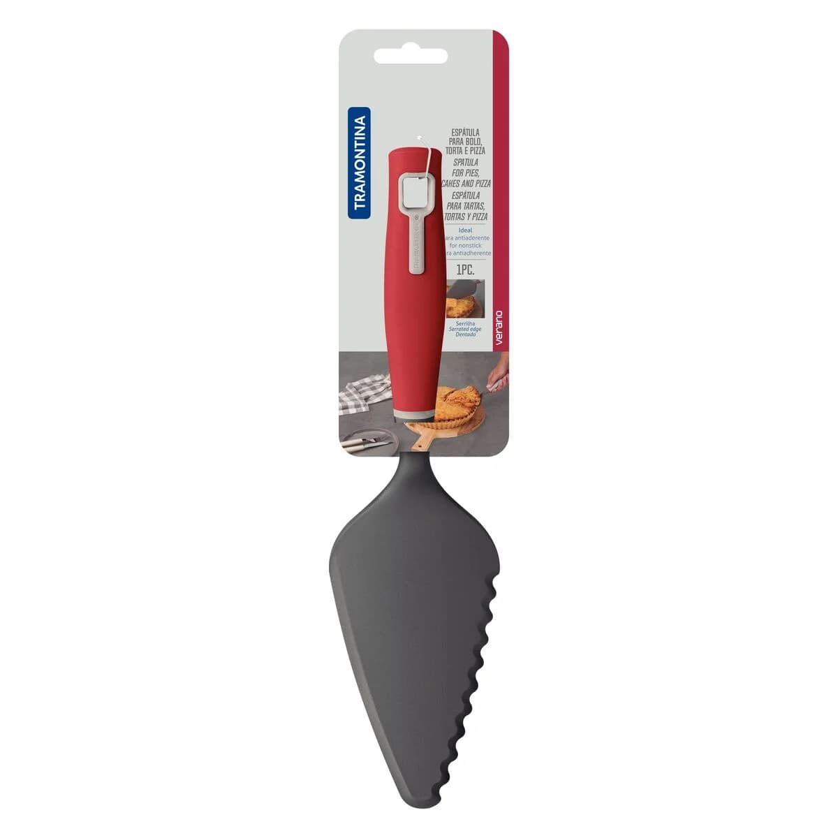 Espátula para tortas y pizzas Tramontina Verano con mango rojo 30.7 cm — imagen 2 de 2