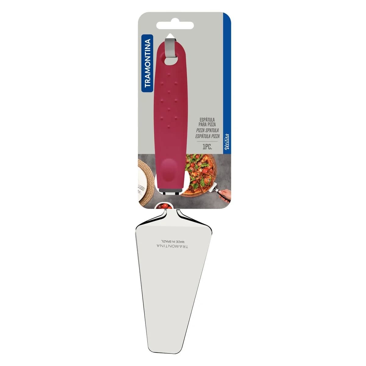 Espátula para pizza Tramontina Utilità de acero inoxidable 26.3 cm con mango rojo — imagen 2 de 2