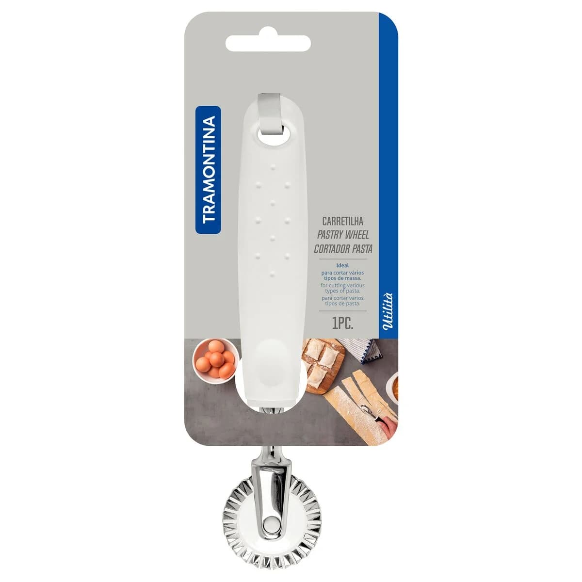 Rueda cortapastas Tramontina Utilità de zamak cromado y nylon color blanco — imagen 2 de 3
