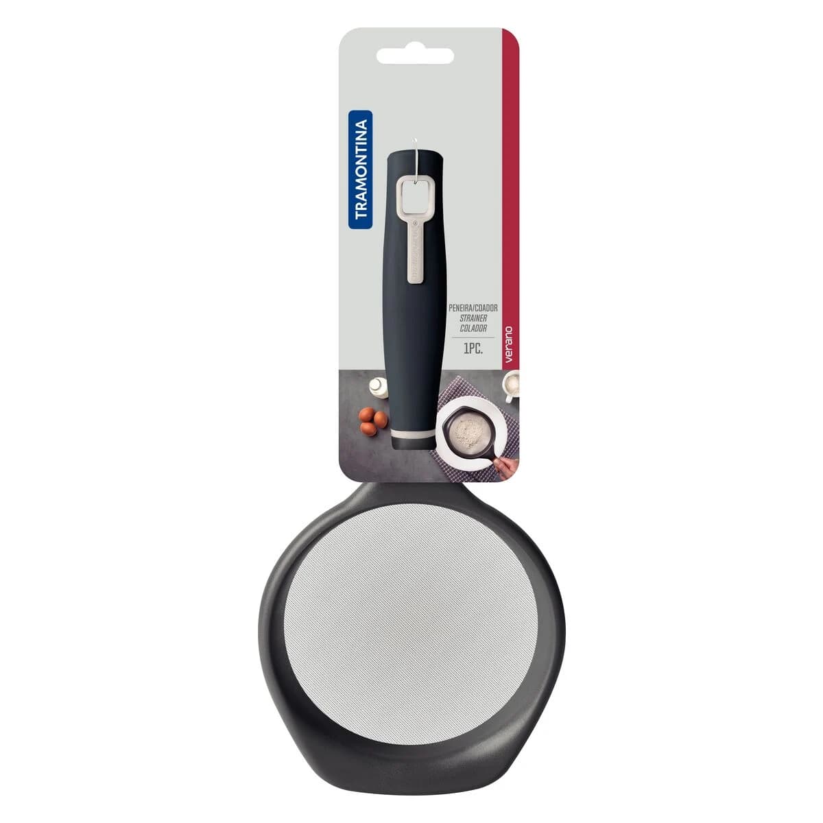 Colador Tramontina Verano de acero inoxidable 13 cm color ónix — imagen 2 de 2