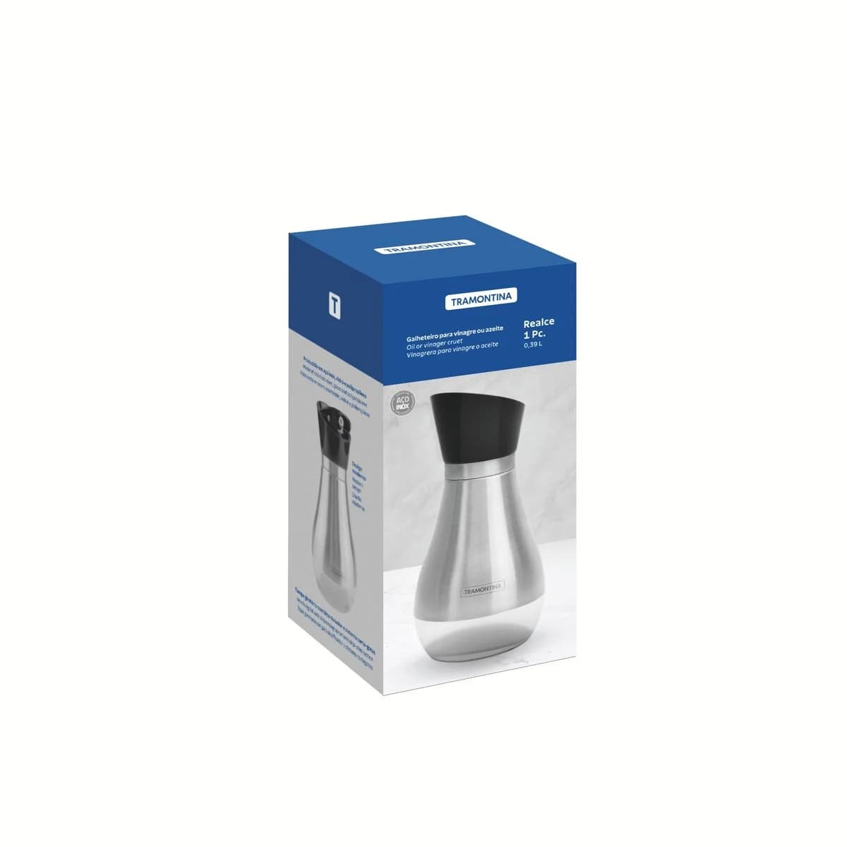 Aceitera y vinagrera de vidrio y acero inoxidable Tramontina Realce 390 ml — imagen 2 de 7