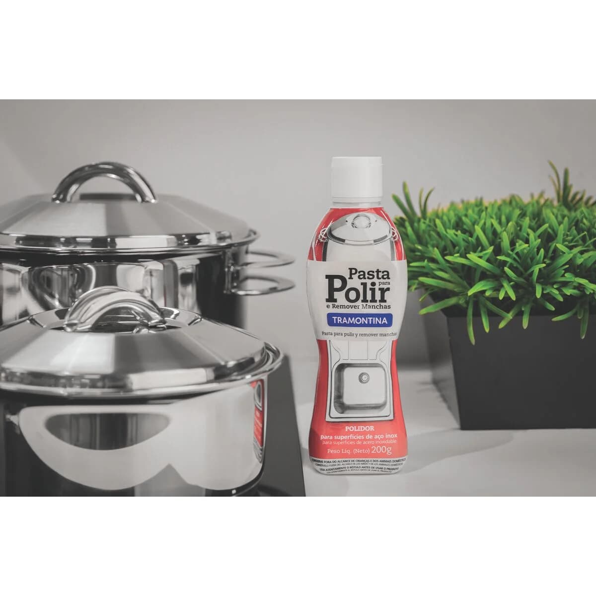 Pasta para pulir y remover manchas de acero inoxidable Tramontina 200 g — imagen 2 de 2