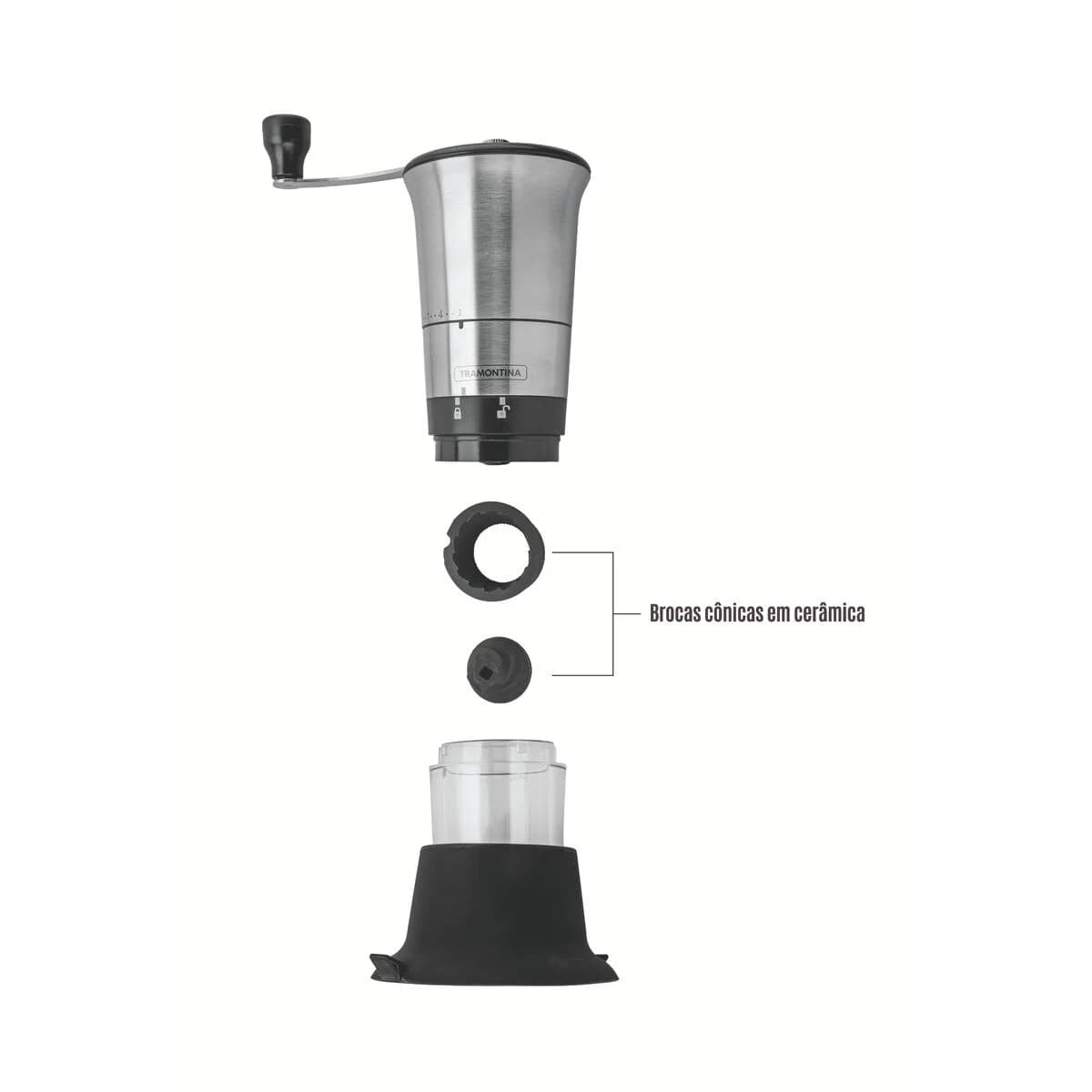 Molinillo manual para café de acero inoxidable Tramontina Chá e Café 16 ajustes 55 g — imagen 4 de 7