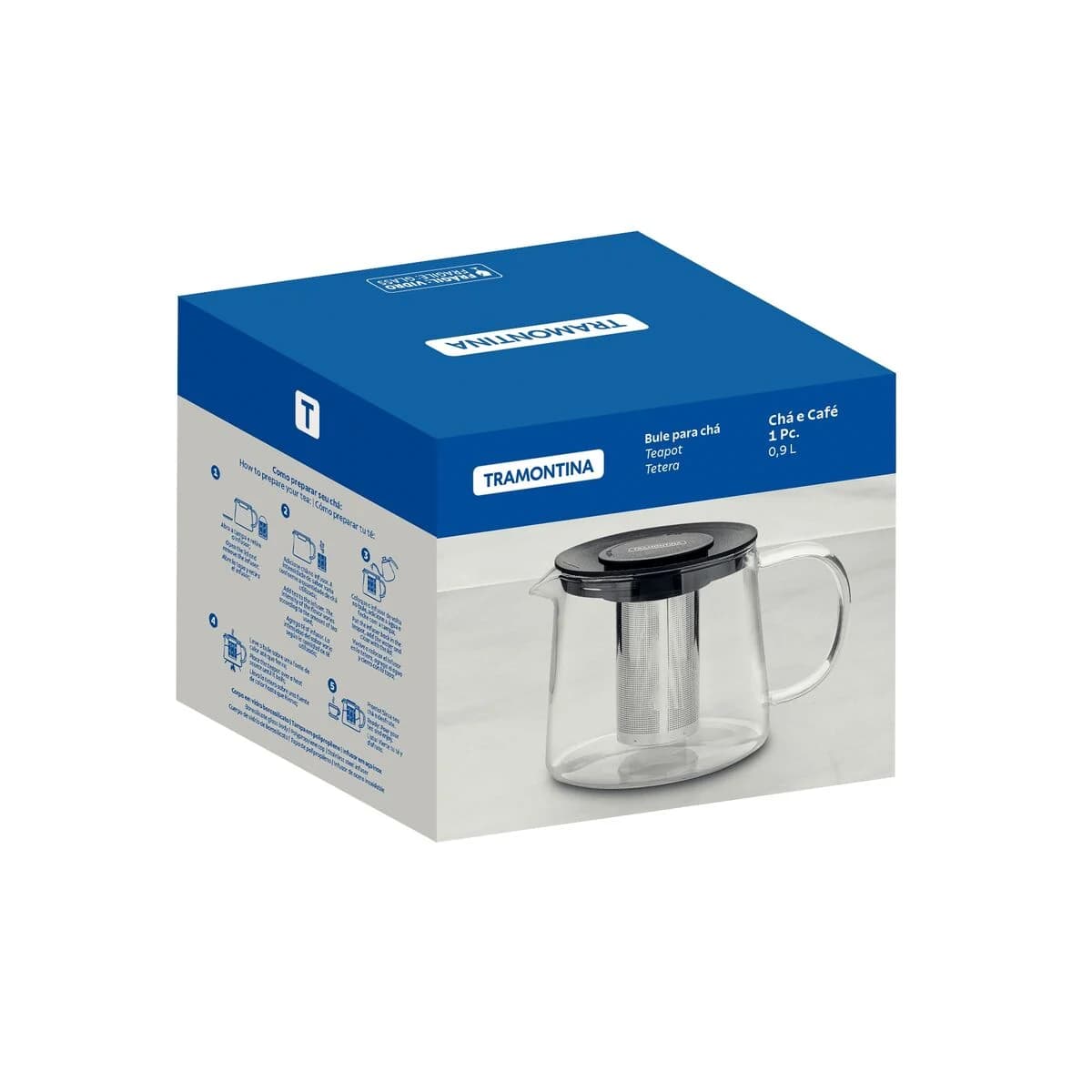 Tetera Vidrio Acero Inoxidable Infusor de 900 ml Tramontina — imagen 2 de 7