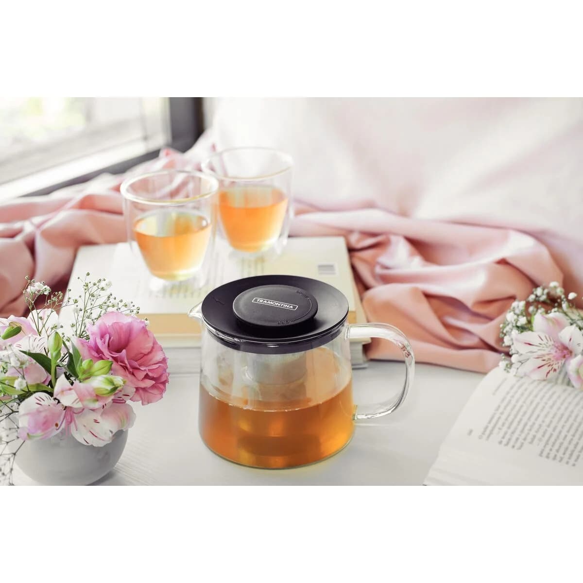 Tetera Vidrio Acero Inoxidable Infusor de 900 ml Tramontina — imagen 6 de 7