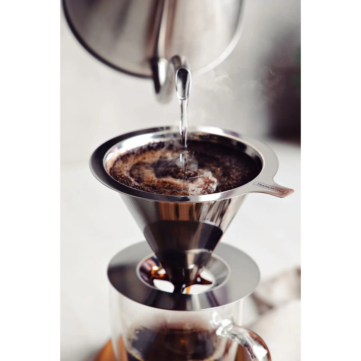 Filtro reutilizable para café de acero inoxidable Tramontina Chá e Café — imagen 4 de 5