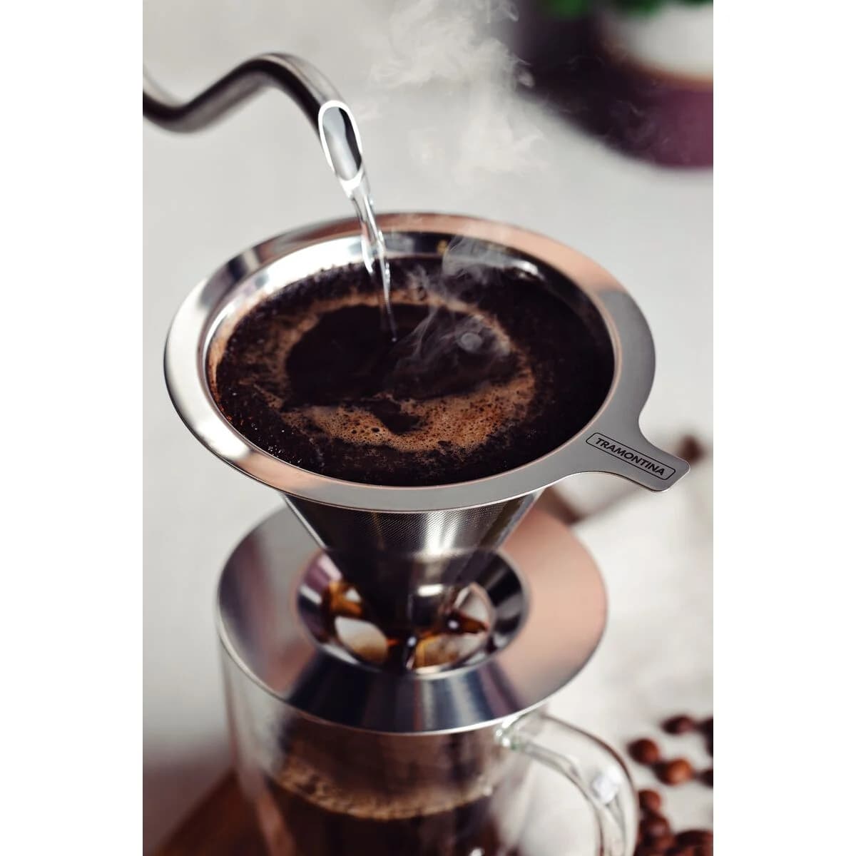 Filtro reutilizable para café de acero inoxidable Tramontina Chá e Café — imagen 5 de 5