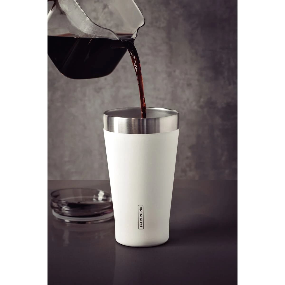 Vaso Termico Tramontina Exata Acero Inoxidable Blanco 550 ml — imagen 5 de 7