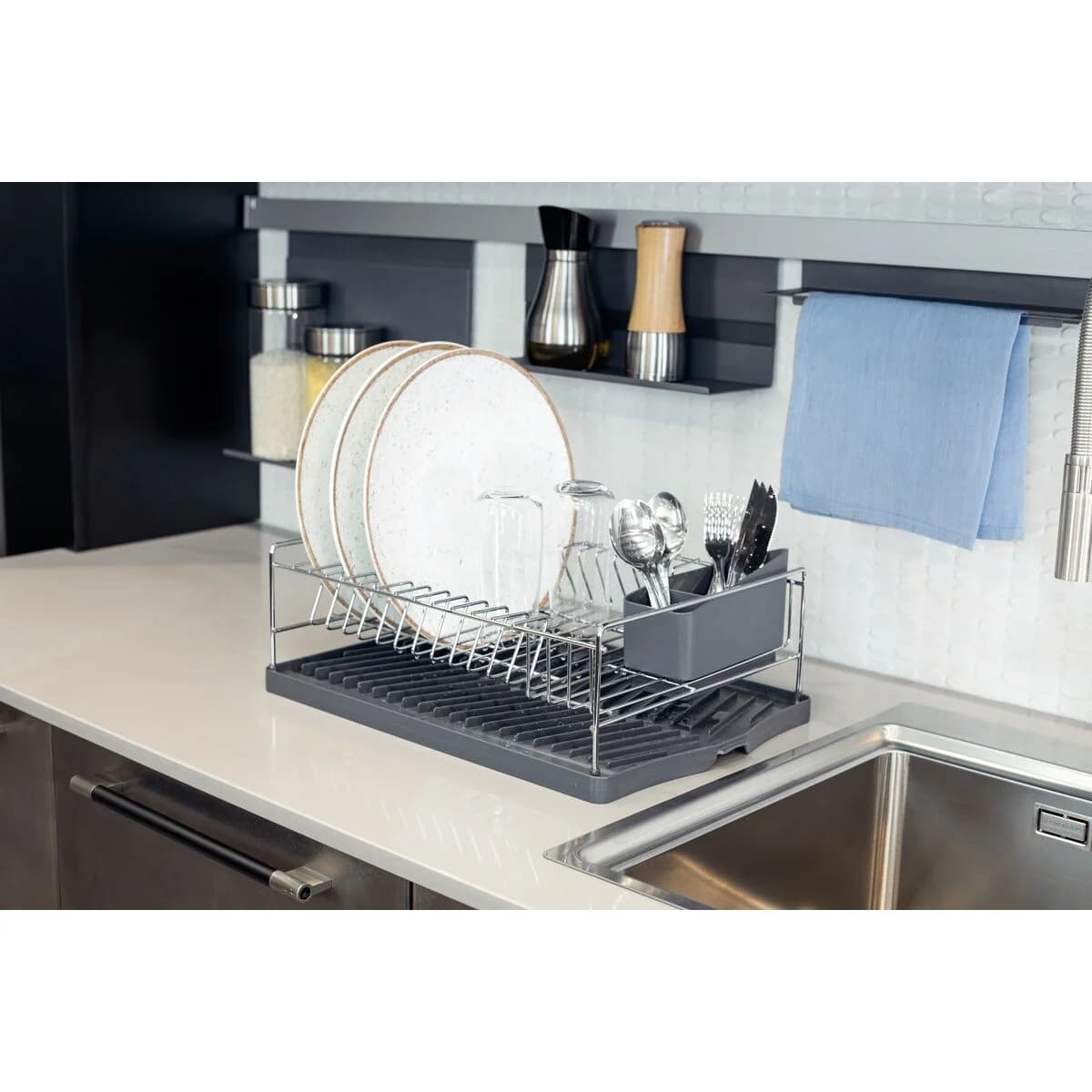 Escurridor Platos Tramontina Plurale Acero Inox con Bandeja — imagen 4 de 5