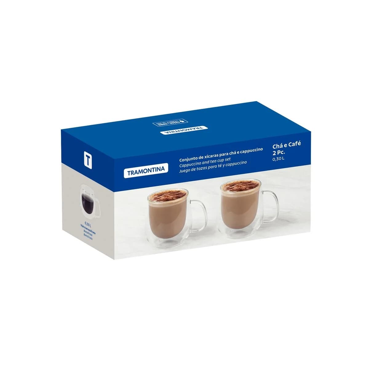 Taza Doble Vidrio Tramontina Cafe x2 Unid. 300 ml — imagen 2 de 3