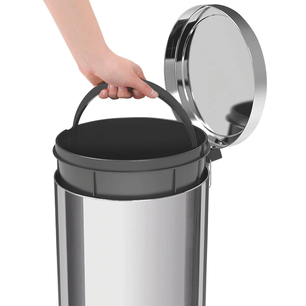 Basurero con pedal Tramontina Brasil de acero inoxidable 30 L — imagen 2 de 8