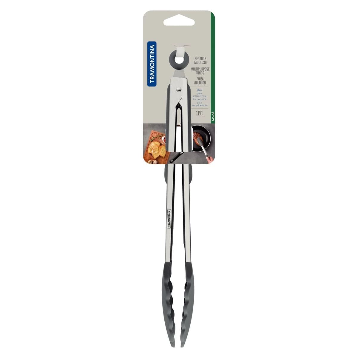 Pinza multiuso de silicona y acero inoxidable Tramontina Moldê 35 cm gris — imagen 2 de 5