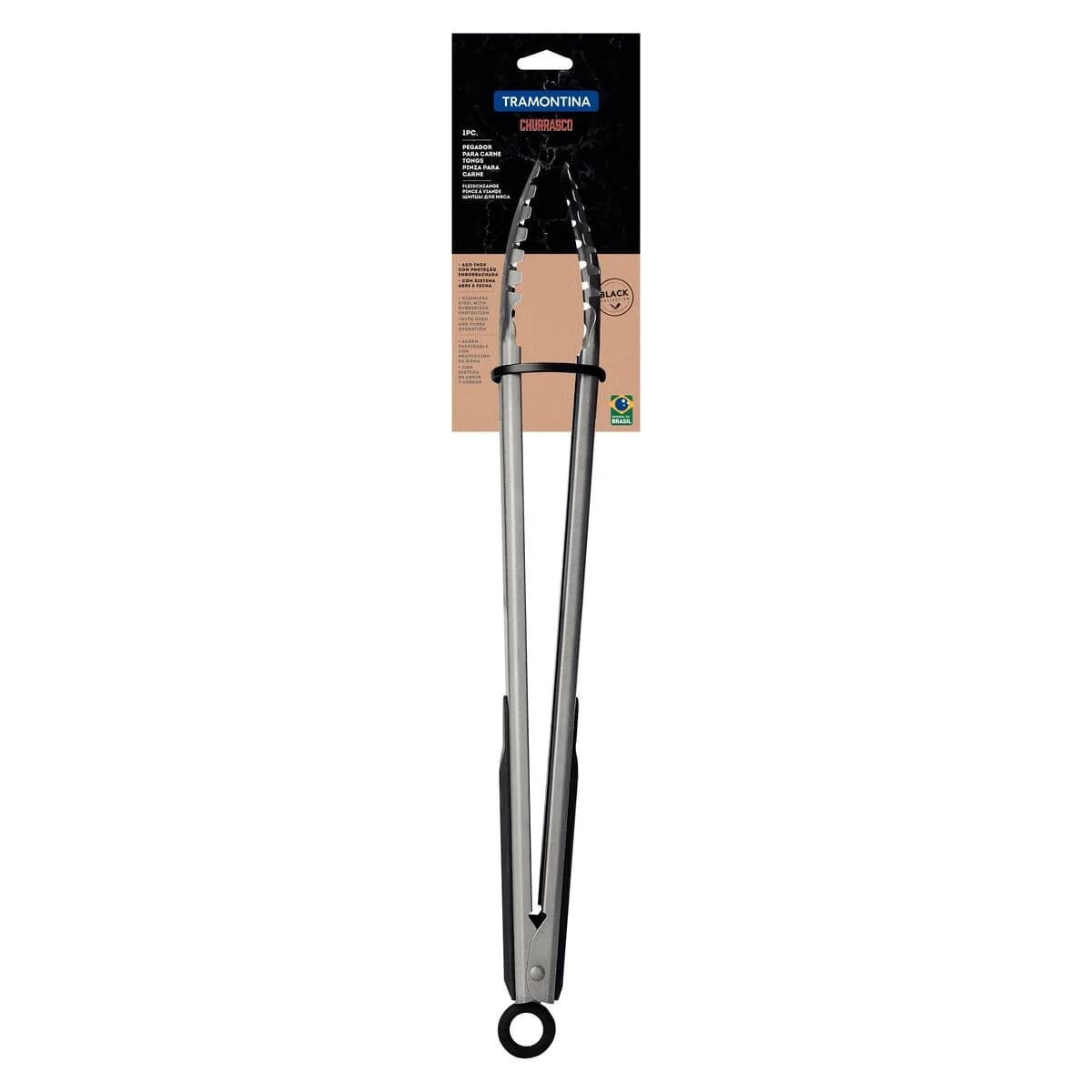 Pinza Para Carne Tramontina Churrasco Black Acero Inoxidable — imagen 2 de 4