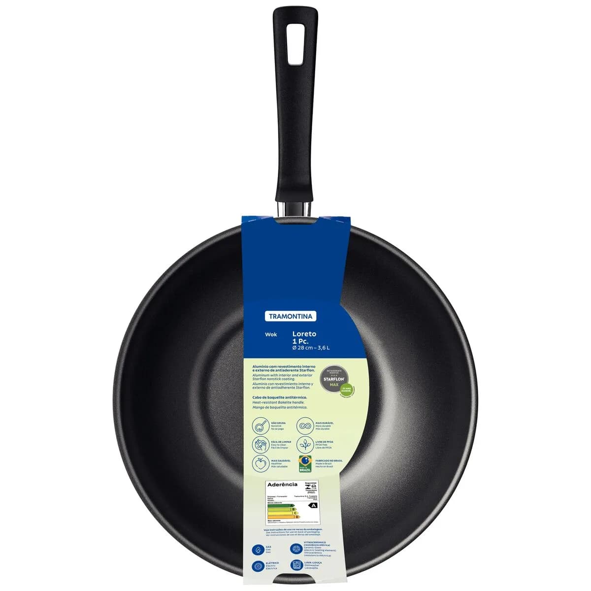Wok Antiadherente Tramontina Sarten Loreto 28 Cm 3,6 Litros — imagen 2 de 3